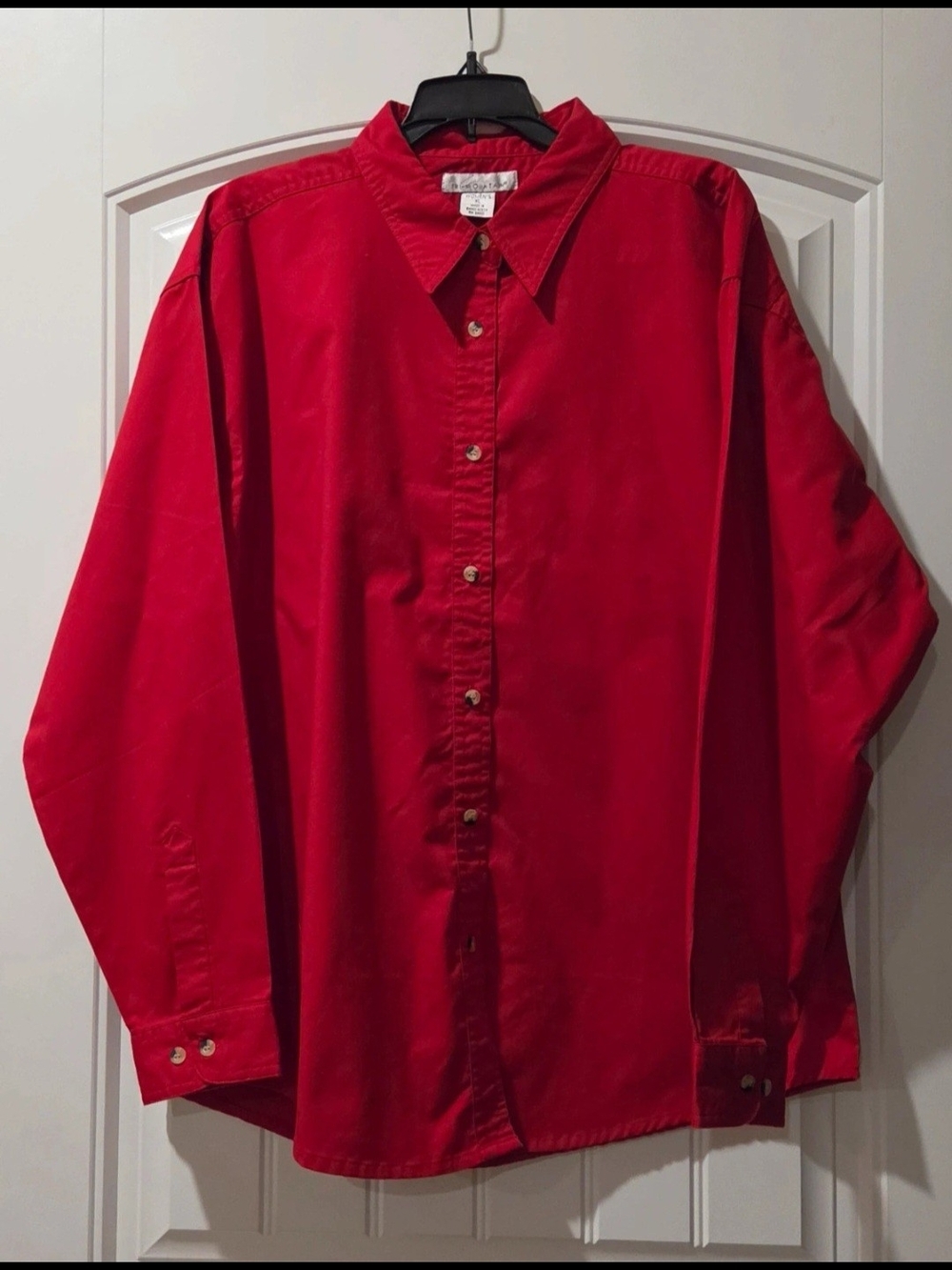 Women's Red Button-Down Shirt - Classic Collared Top
